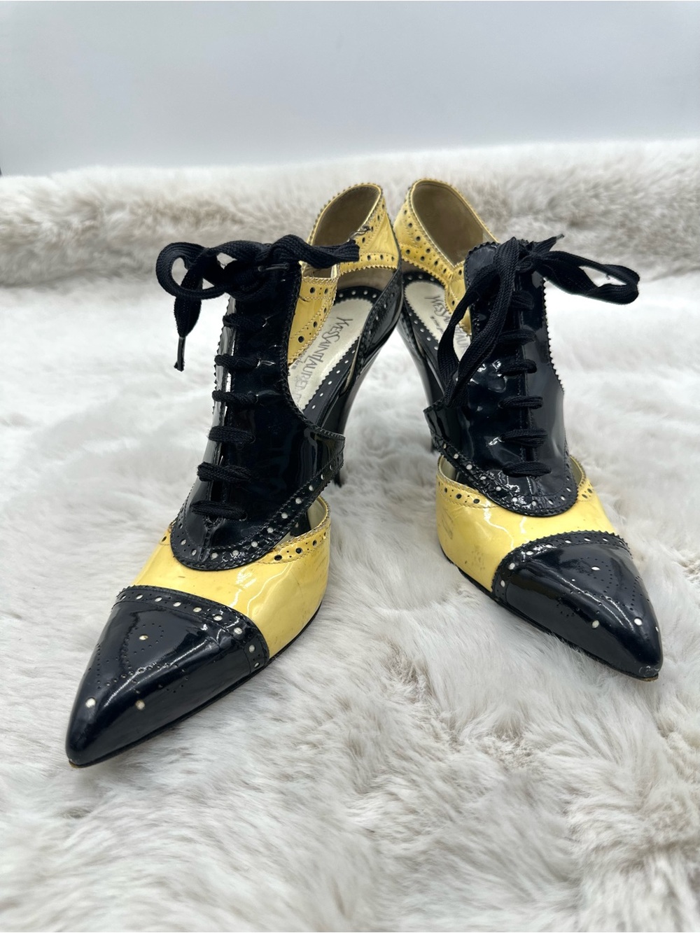 Tom Ford Yves Saint Laurent SS 2004 Patent‎ Leather Lace Up Shoes 40 runway